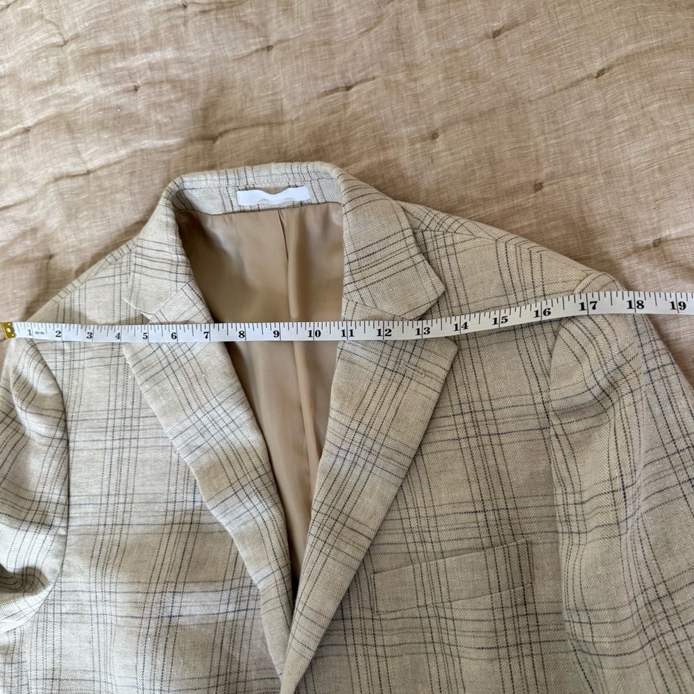 Lauren Ralph Lauren Linen Sport Coats Mens 38R UltraFlex Tan Blue Plaid - Picture 13 of 13
